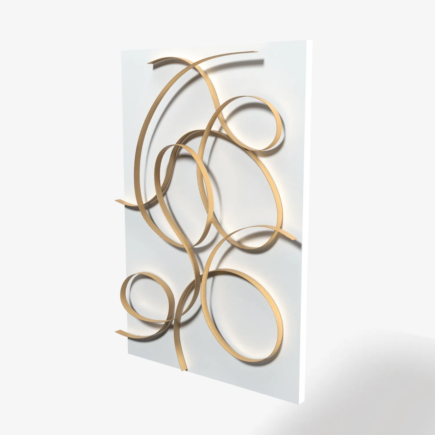 Uttermost Freehand 60 High Brushed Gold Metal Wall Panel PBR 3D Model_03